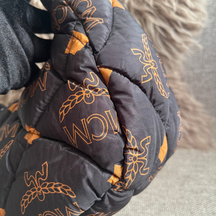 Preloved Authentic MCM Aren Hobo Bag Black Fabric