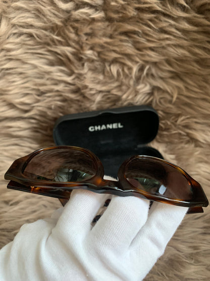 Chanel 2000s CC tortoiseshell sunglasses