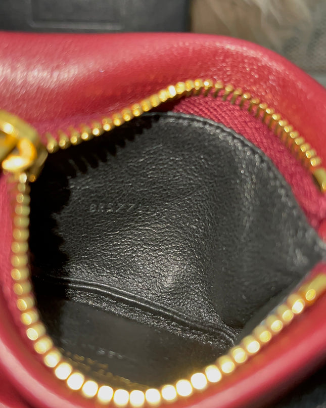 Preloved Authentic Saint Laurent Monogram Zipped Card Case — Burgundy