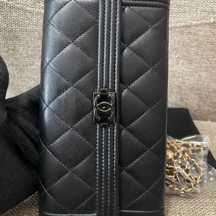 Preloved Authentic Chanel Boy Long Wallet with Chain Strap (WOC Style)