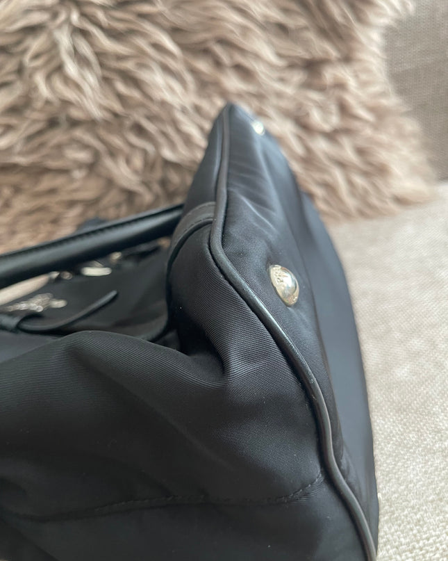 Preloved Authentic Prada Tessuto Nylon Tote Bag Black with Crossbody Strap