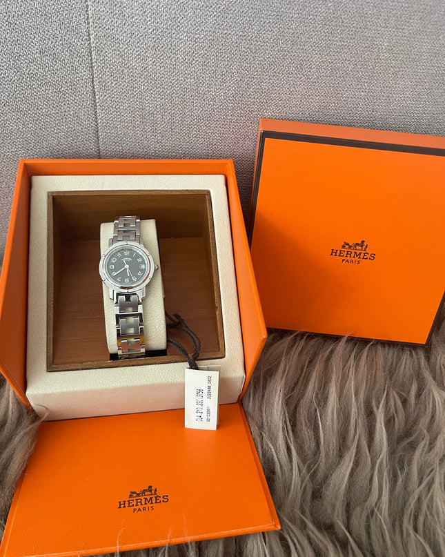 PRELOVED AUTHENTIC HERMES STAINLESS STEEL CLIPPER WATCH 24MM/16.5CM