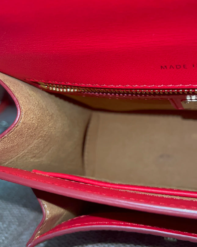 Preloved Authentic MCM Patricia Top Handle Bag – Fiesta Red with Cognac Visetos Panel