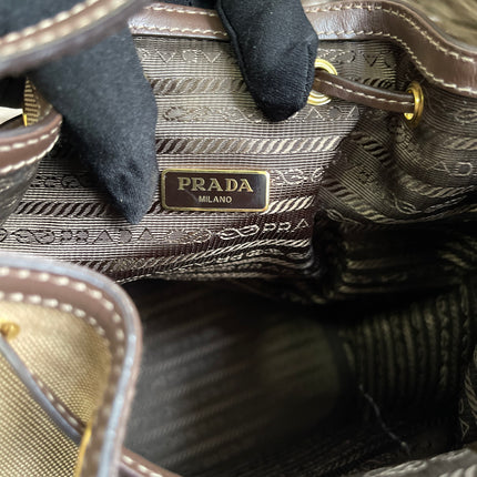 Preloved Prada  2021 Logo Jacquard Bucket Bag