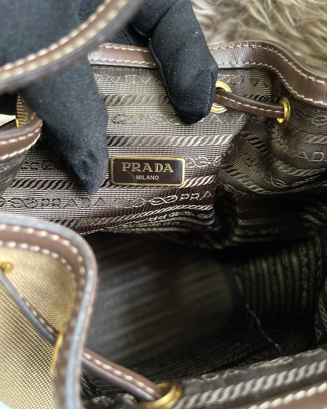 Preloved Prada  2021 Logo Jacquard Bucket Bag