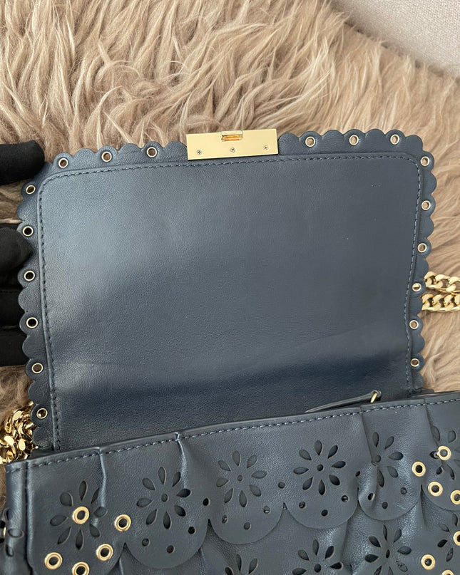 Preloved Authentic Michael Kors Black Leather Small Sloan Studded Chain Shoulder Bag