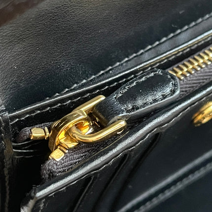 Preloved Authentic Prada Vitello Move Triangle Logo Trifold Wallet – Black