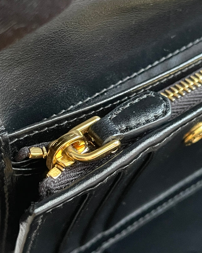 Preloved Authentic Prada Vitello Move Triangle Logo Trifold Wallet – Black