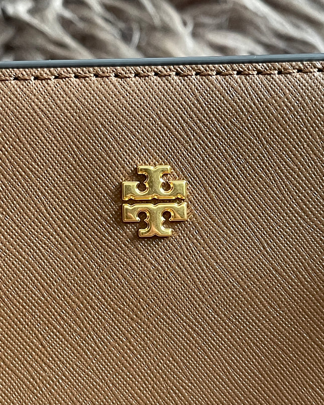 Preloved Authentic Tory Burch Emerson Tote in Light Taupe