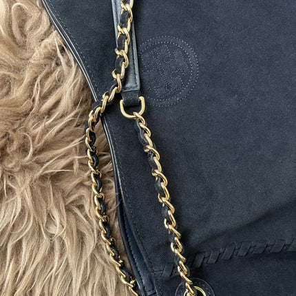 Authentic Preloved Tory Burch Marion Suede Tote