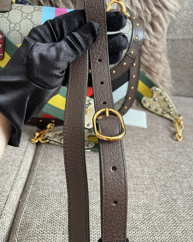 Preloved Authentic Gucci GG Supreme Canvas Leather and Python Medium Bamboo 1947 Top Handle Bag