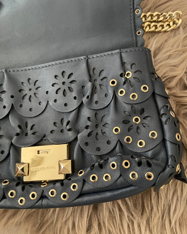 Preloved Authentic Michael Kors Black Leather Small Sloan Studded Chain Shoulder Bag