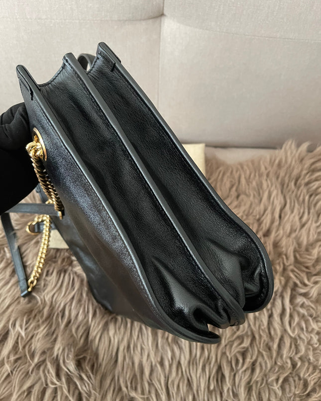 Preloved Authentic Rank A Gucci Horsebit 1955 tote bag in black leather