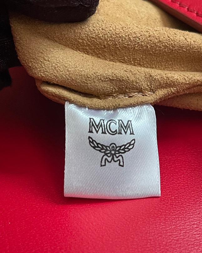 Preloved Authentic MCM Patricia Top Handle Bag – Fiesta Red with Cognac Visetos Panel