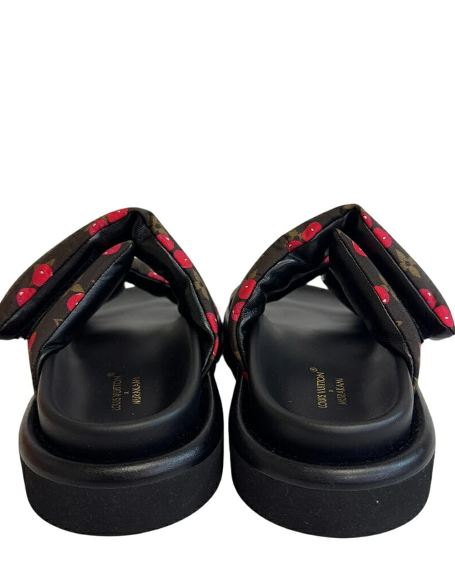 Preloved Authentic LOUIS VUITTON Louis Vuitton Pool Pillow, Takashi Murakami Monogram Cherry Mules, Black, Women's