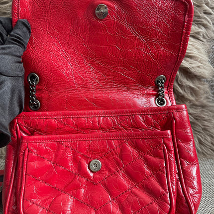 Preloved Authentic Saint Laurent Niki Baby Shoulder Bag — Red