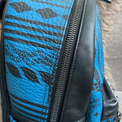 Preloved Authentic MCM Stark Backpack in Blue Black Visetos