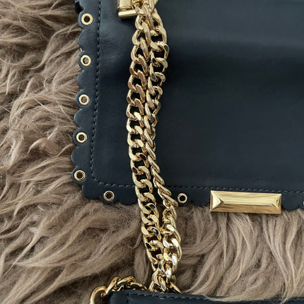 Preloved Authentic Michael Kors Black Leather Small Sloan Studded Chain Shoulder Bag