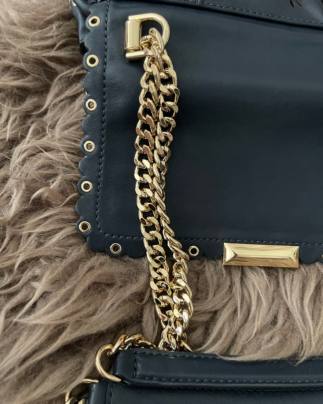 Preloved Authentic Michael Kors Black Leather Small Sloan Studded Chain Shoulder Bag