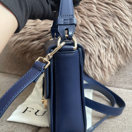 Preloved Authentic Furla Metropolis Small Shoulder Bag Navy Blue