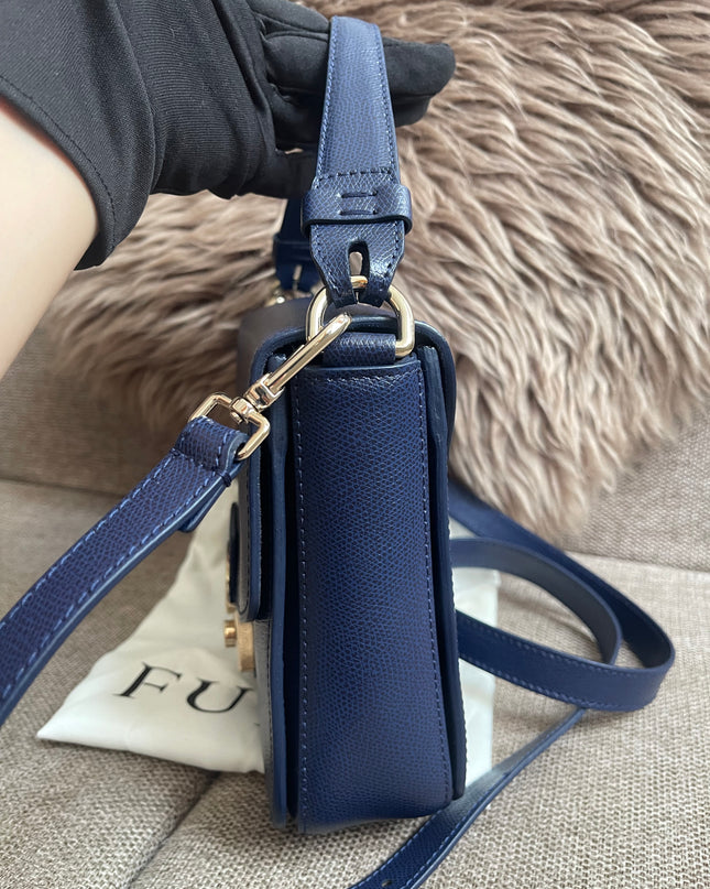 Preloved Authentic Furla Metropolis Small Shoulder Bag Navy Blue