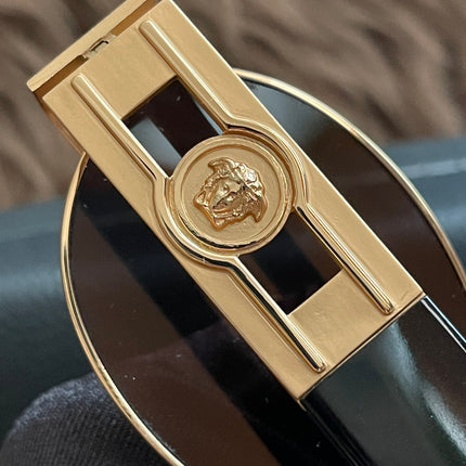 Preloved Authentic Versace Biggie Oval Sunglasses – Black & Gold Medusa, VE2176