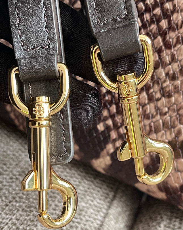 Preloved Authentic Tory Burch Mini Satchel Shell in Snake-Embossed Leather