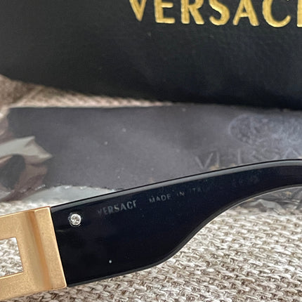 Preloved Authentic Versace Biggie Oval Sunglasses – Black & Gold Medusa, VE2176