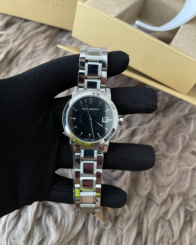 Preloved Authentic Rank N Burberry The City BU9001 stainless steel watch with a black dial.