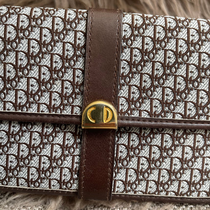 Preloved Authentic Christian Dior Trotter long wallet in brown logo monogram canvas