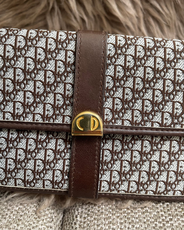 Preloved Authentic Christian Dior Trotter long wallet in brown logo monogram canvas