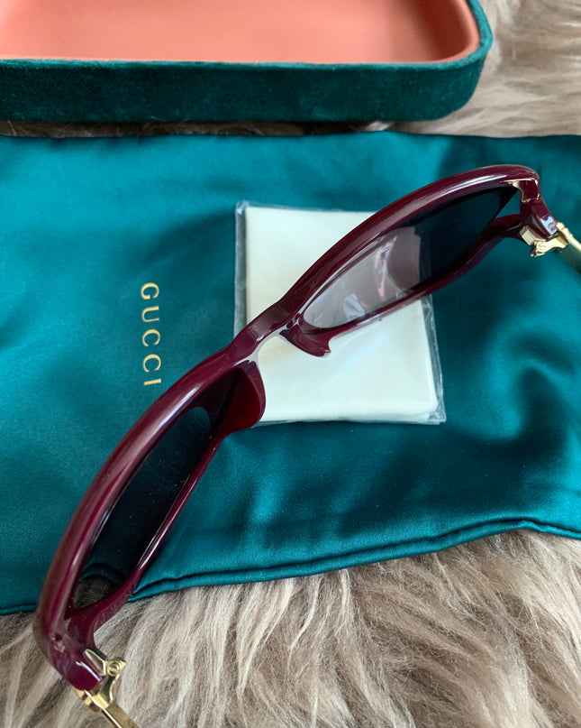 Gucci Burgundy/Black GG00765 Butterfly Sunglasses
