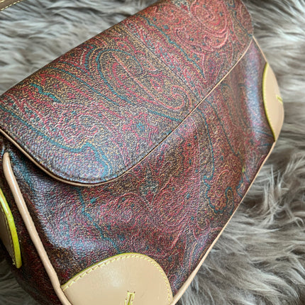 Etro Multicolor Paisley Coated Canvas and Leather Flap Crossbody Bag