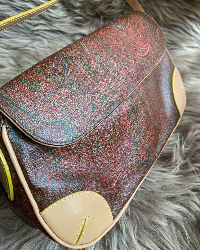 Etro Multicolor Paisley Coated Canvas and Leather Flap Crossbody Bag