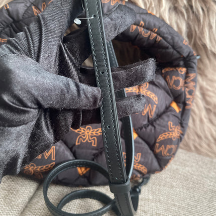 Preloved Authentic MCM Aren Hobo Bag Black Fabric