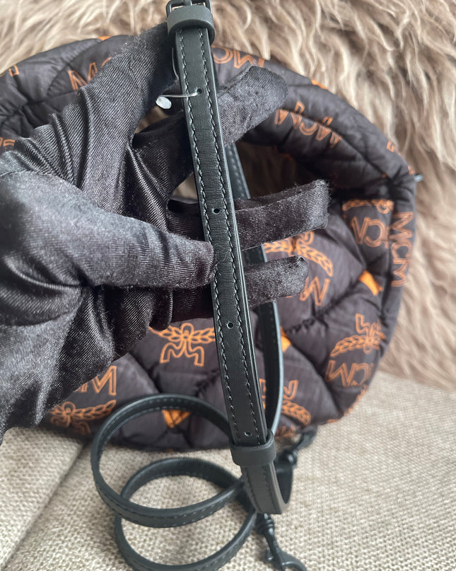 Preloved Authentic MCM Aren Hobo Bag Black Fabric