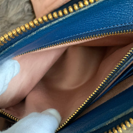 Miu Miu Two Tone Blue Madras Leather Doctor Satchel