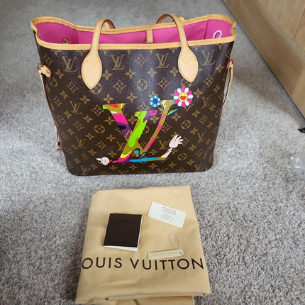 Preloved Authentic Louis Vuitton Neverfull MM limited Edition Takashi Murakami