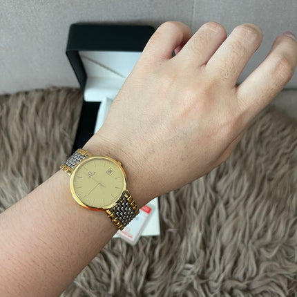 Preloved Authentic Omega De Ville two-tone quartz watch