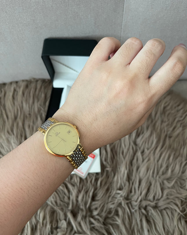 Preloved Authentic Omega De Ville two-tone quartz watch