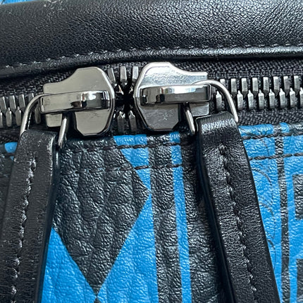 Preloved Authentic MCM Stark Backpack in Blue Black Visetos
