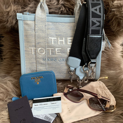 MARC JACOBS 
Canvas Small Summer Tote Bag Blue