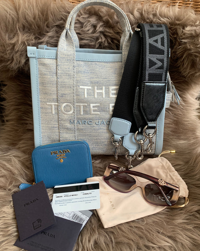 MARC JACOBS 
Canvas Small Summer Tote Bag Blue