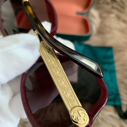 Gucci Burgundy/Black GG00765 Butterfly Sunglasses