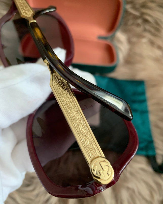 Gucci Burgundy/Black GG00765 Butterfly Sunglasses