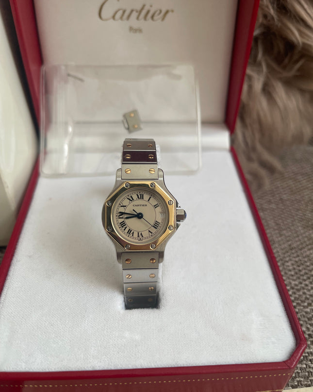 Preloved Authentic Cartier Santos Octagon — Two-Tone Steel & 18k Gold
