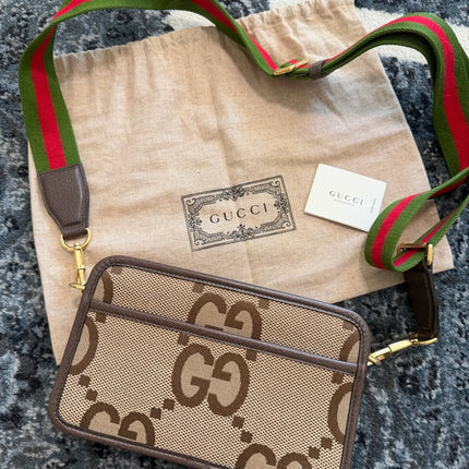 Preloved Authentic Gucci Monogram Jumbo GG Textured Dollar Calfskin Web Mini Crossbody Bag