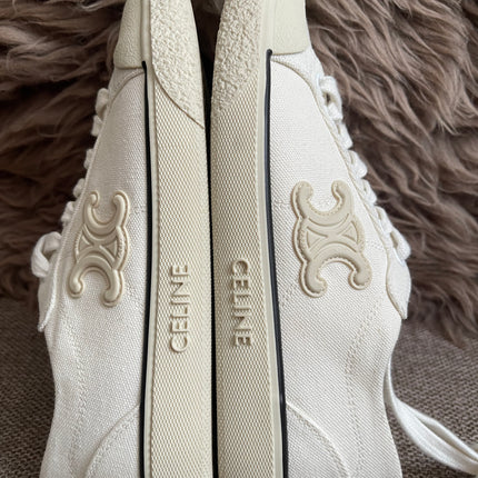 Preloved Authentic Celine Alan Sneaker with Triomphe in Canvas Off-White