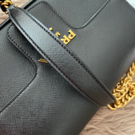 Preloved Authentic Pattina Flap Shoulder Bag Saffiano Leather Small crossbody bag