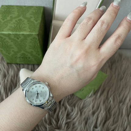 Preloved Authentic unused Gucci G-Timeless bee 32mm stainless steel watch